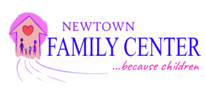 Newtown Family Center hero image with a cartoon family